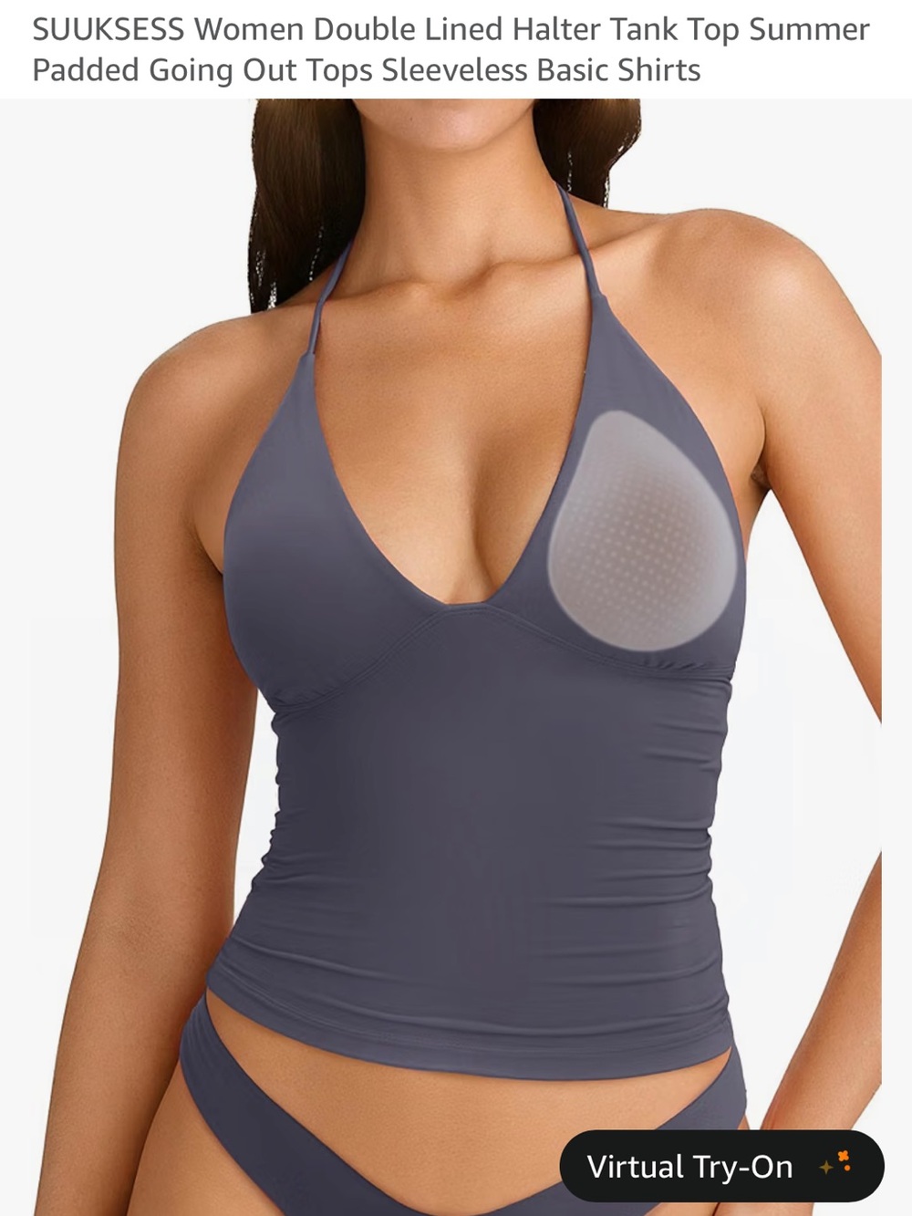 Women's Double Lined Halter Tank Top in Charcoal Gray